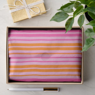 Pink and Orange Vertical Stripes Design Tissue Paper