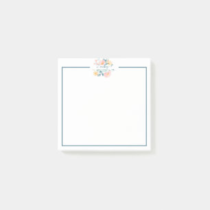 Pink and orange watercolor floral personalised post-it notes