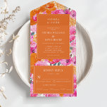 Pink and Orange Watercolor Floral Vibrant Wedding All In One Invitation<br><div class="desc">Surprise your friends and family with these elegant all in one wedding invitations,  featuring pink and orange watercolor floral and your custom text. Easily add your own details by clicking on the "personalise" option.</div>