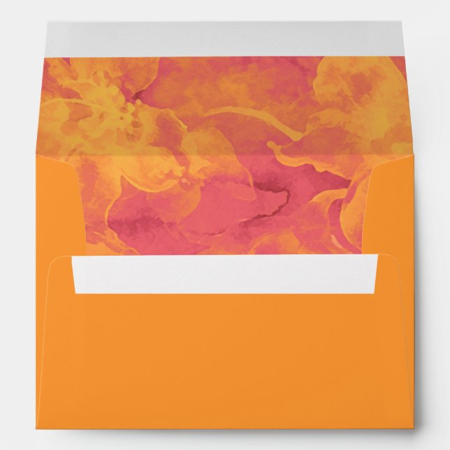 Pink and Orange Watercolor Flowers Envelope (Back (Bottom))