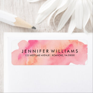 Pink and Orange Watercolor Return Address Label