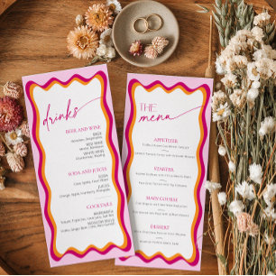 Pink and Orange Wavy Border Bridal Shower Menu