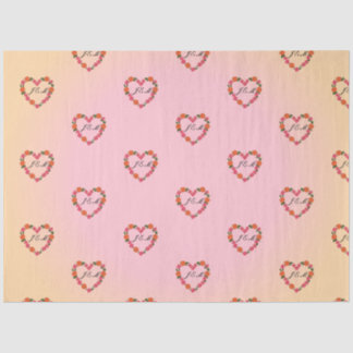 pink and orange wedding floral wreath heart tissue paper