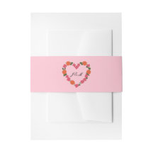 pink and orange wedding intertwined hearts floral