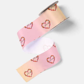 Pink and Orange Wedding Ribbon with Heart-Shaped F Satin Ribbon