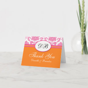 Pink and Orange Wedding Thank You