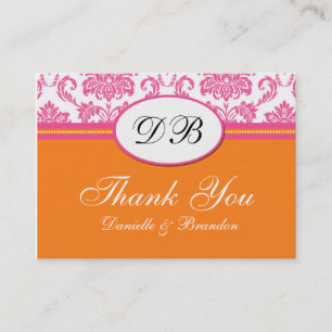 Pink and Orange Wedding Thank You Business Card