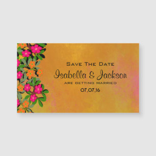 Pink and Orange Wildflowers Wedding Save The Date