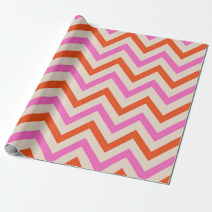 Pink and Orange Zigzag Chevron Pattern  Wrapping Paper