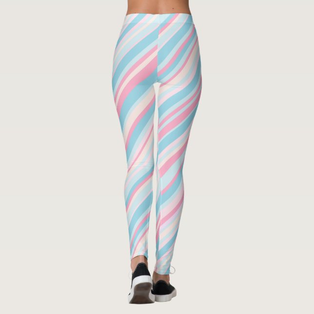 Pink and Pale Blue Candy Striped Leggings (Back)