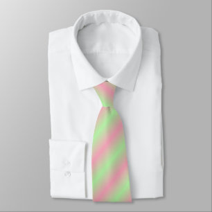 Pink and Pastel Green Gradient Striped Tie