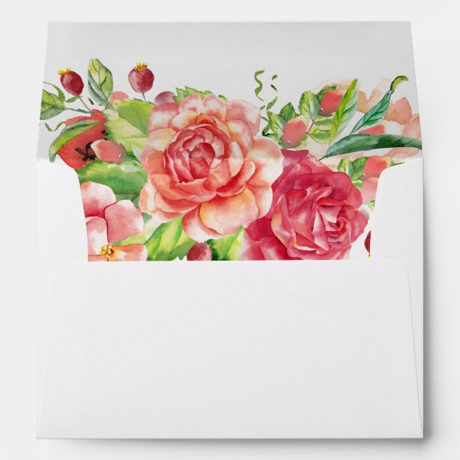 Pink and Peach Floral Wedding Envelope (Back (Bottom))