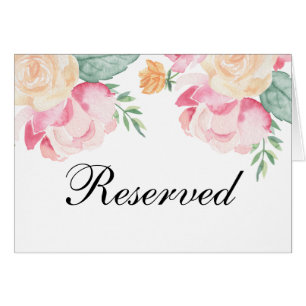 Pink and peach flowers wedding reserved sign