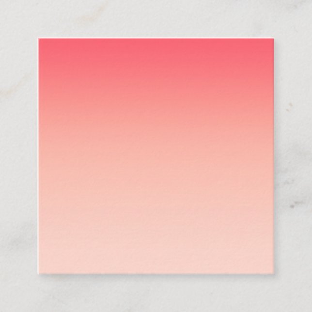 Pink and peach gradient background square business card (Front)