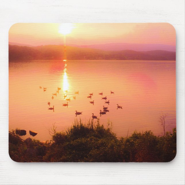 Pink and peach lake sunset mouse pad (Front)