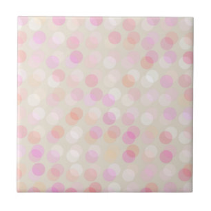 Pink and peach polka dots ceramic tile