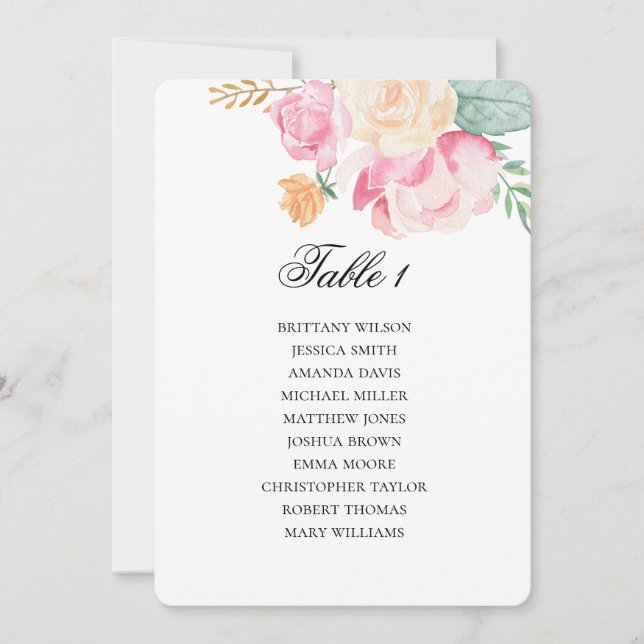 Pink and peach seating chart. Floral wedding plan Invitation (Front)