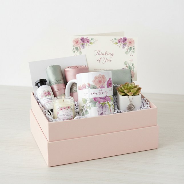 Pink and peach watercolor floral personalised coffee mug (Creator Uploaded)