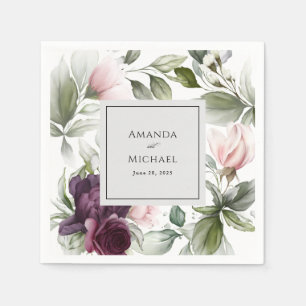 Pink and Plum Botanical Charm Wedding Napkin