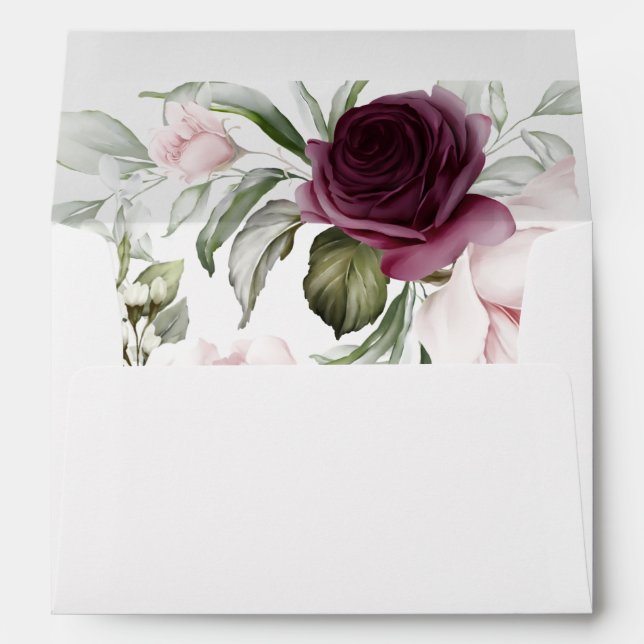Pink and Plum Botanical Charm with Return Address Envelope (Back (Bottom))