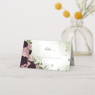 pink and plum flower greenery place card