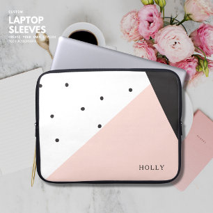 Pink and Polka Dot Laptop Sleeve 15" Personalised