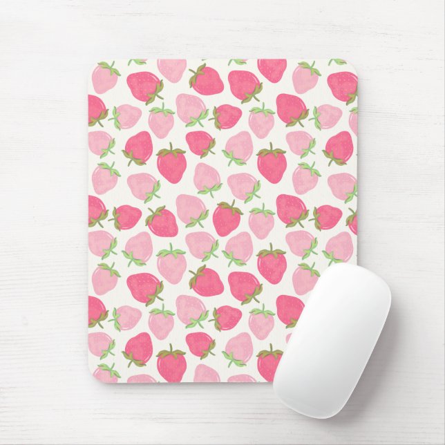 Pink and Preppy Fruity Strawberries Mouse Pad (With Mouse)