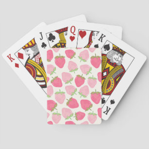 Pink and Preppy Fruity Strawberries Playing Cards