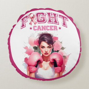 Pink and Pretty Floral Breast Cancer Round Cushion