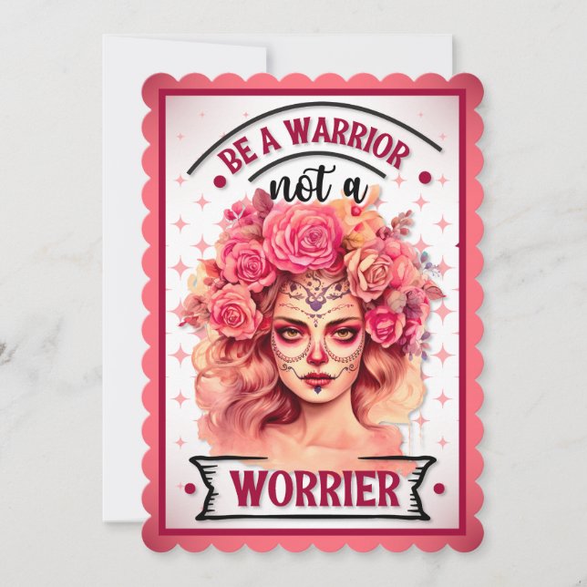 Pink and Pretty Sugar Skull  Thank You Card (Front)