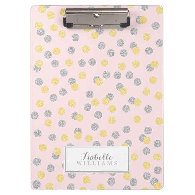 Pink and Printed Glitter Confetti Pattern Clipboard (Front)