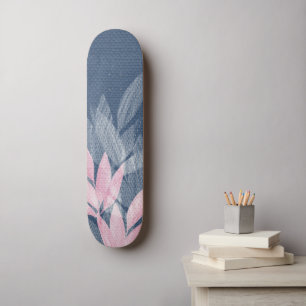 Pink And Punk Abstract Plant Watercolor Skateboard