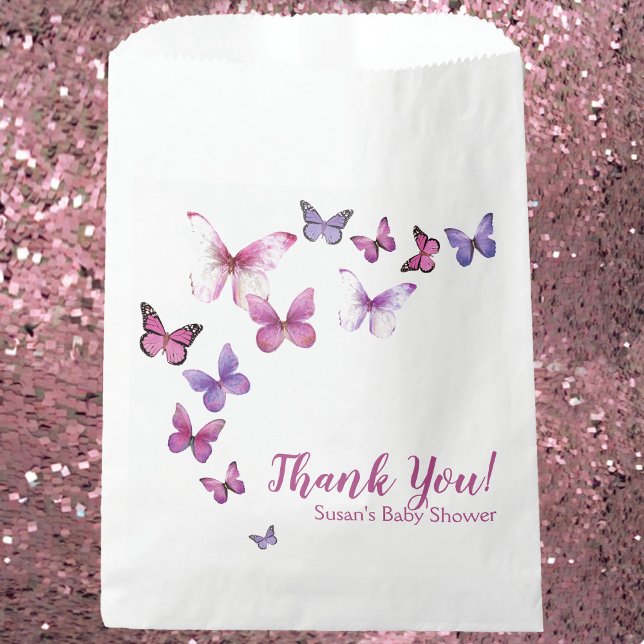 Pink and Purple A Little Butterfly Baby Shower  Favour Bag (Creator Uploaded)