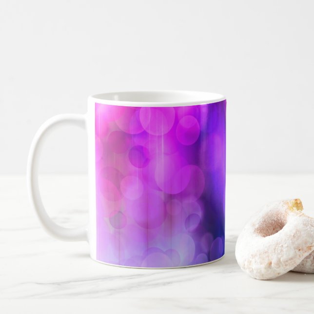 Pink and Purple Abstract Circles Pattern Coffee Mu Mug (With Donut)