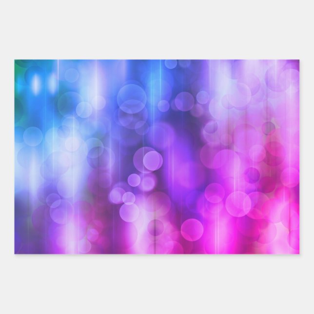 Pink and Purple Abstract Circles Pattern Wrapping Paper Sheet (Front)