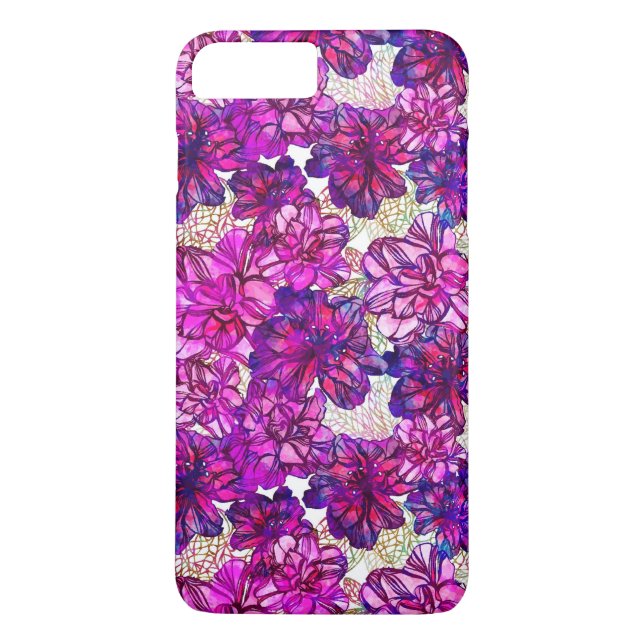 Pink And Purple Abstract Flowers Pattern Case-Mate iPhone Case (Back)
