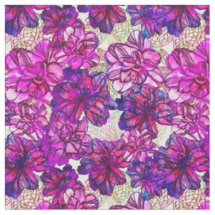 Pink And Purple Abstract Flowers Pattern Fabric