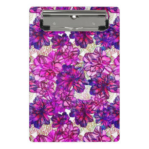 Pink And Purple Abstract Flowers Pattern Mini Clipboard