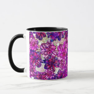 Pink And Purple Abstract Flowers Pattern Mug