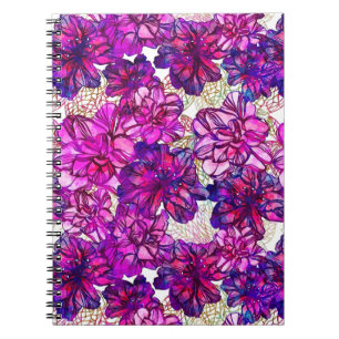 Pink And Purple Abstract Flowers Pattern Notebook