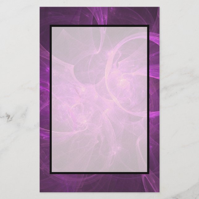 Pink and Purple Abstract fractal with Circles Stationery (Front)