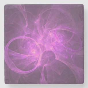 Pink and Purple Abstract fractal with Circles Stone Coaster
