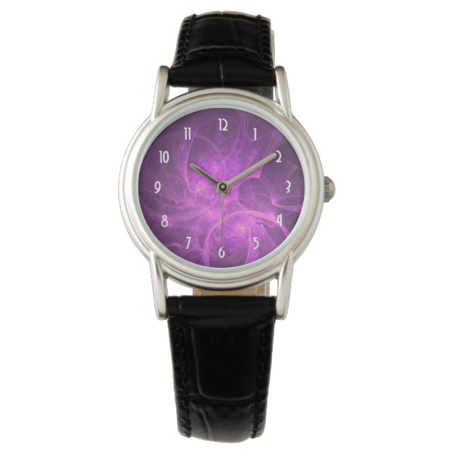 Pink and Purple Abstract fractal with Circles Watch (Front)
