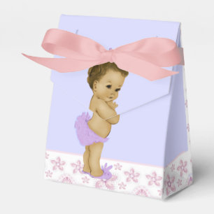 Pink and Purple African American Baby Girl Shower Favour Box