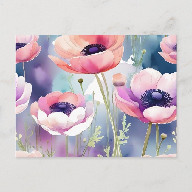 Pink and Purple Anemones Postcard (Front)