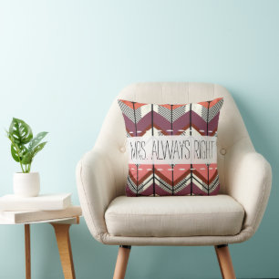 Pink and Purple Arrow Mrs. Always Right Cushion