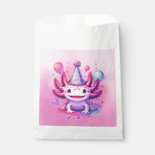 Pink and Purple Axolotl Girl's Birthday Party Favour Bag