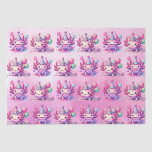 Pink and Purple Axolotl Girl's Birthday Party Tissue Paper
