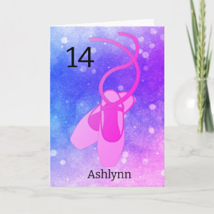 Pink and Purple Ballet 14th Birthday Card