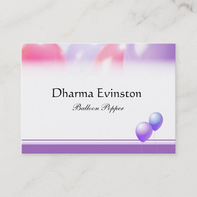 Pink and Purple Balloons Business Card (Front)